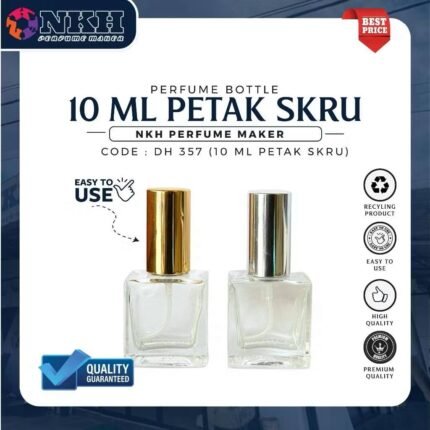 EMPTY BOTTLE FRAGRANCE SQUARE SCREW 10ML (DH357)