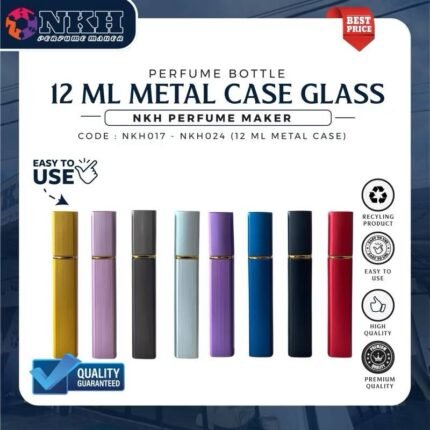 EMPTY BOTTLE FRAGRANCE METAL CASE GLASS 12ML (NKH017-024)