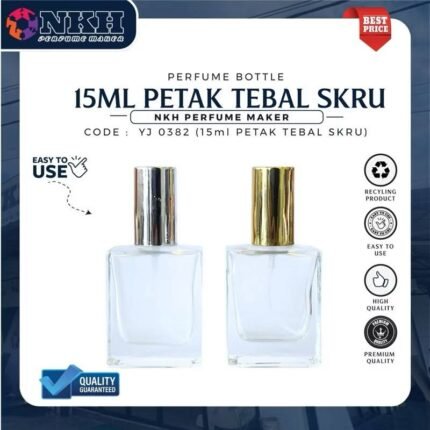 EMPTY BOTTLE FRAGRANCE SQUARE SPRAY SCREW 15ML (YJ 0382)